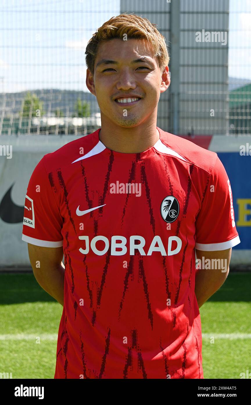 Friburgo, Germania - 08 agosto 2024: Mediaday / sessione fotografica con 1. Bundesliga SC Freiburg Profis, Ritsu Doan No. 42, Credit:mediensegel/Alamy Live News Foto Stock