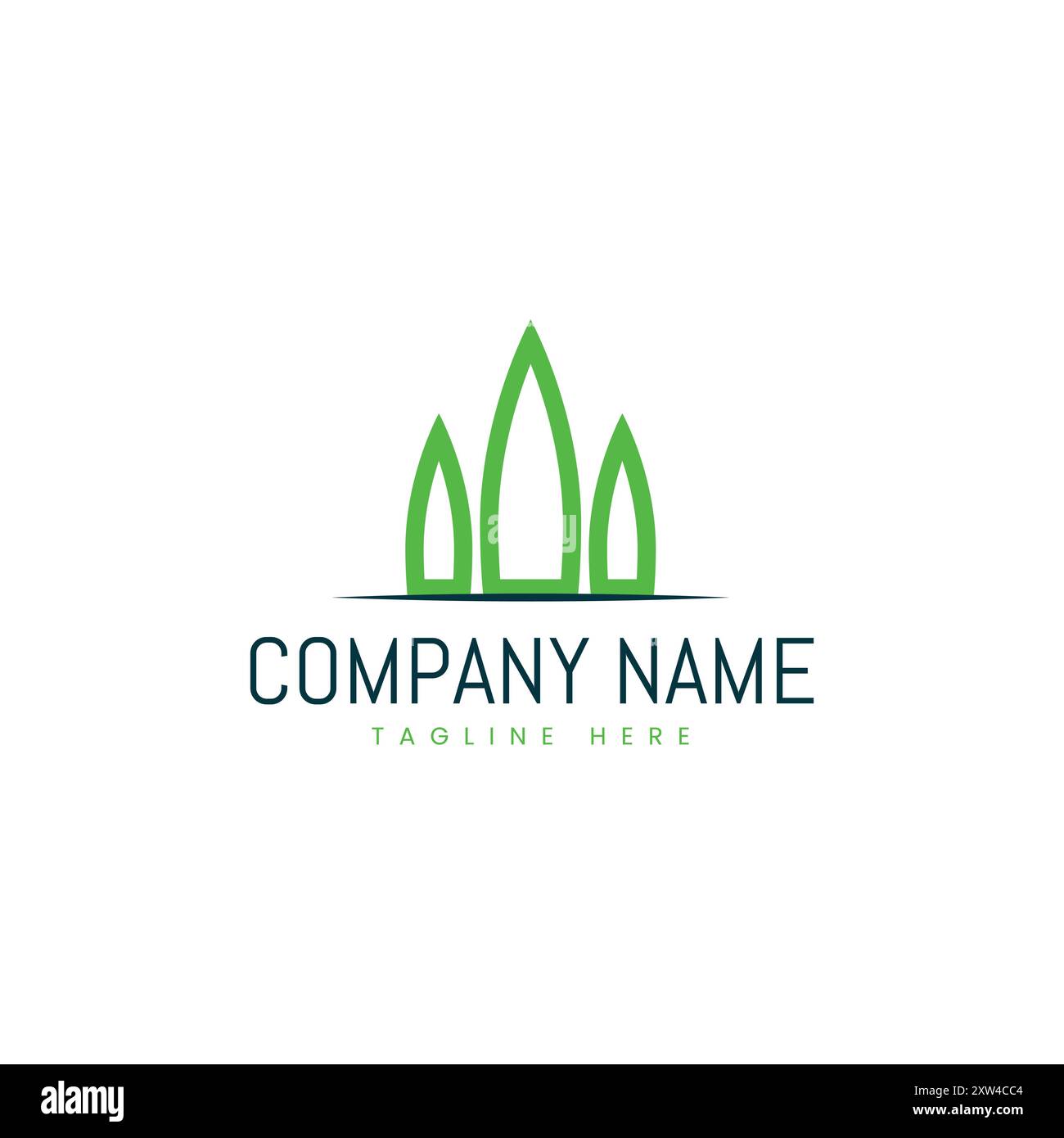 Design del logo a foglia ecocompatibile - Branding aziendale ecologico e sostenibile Illustrazione Vettoriale