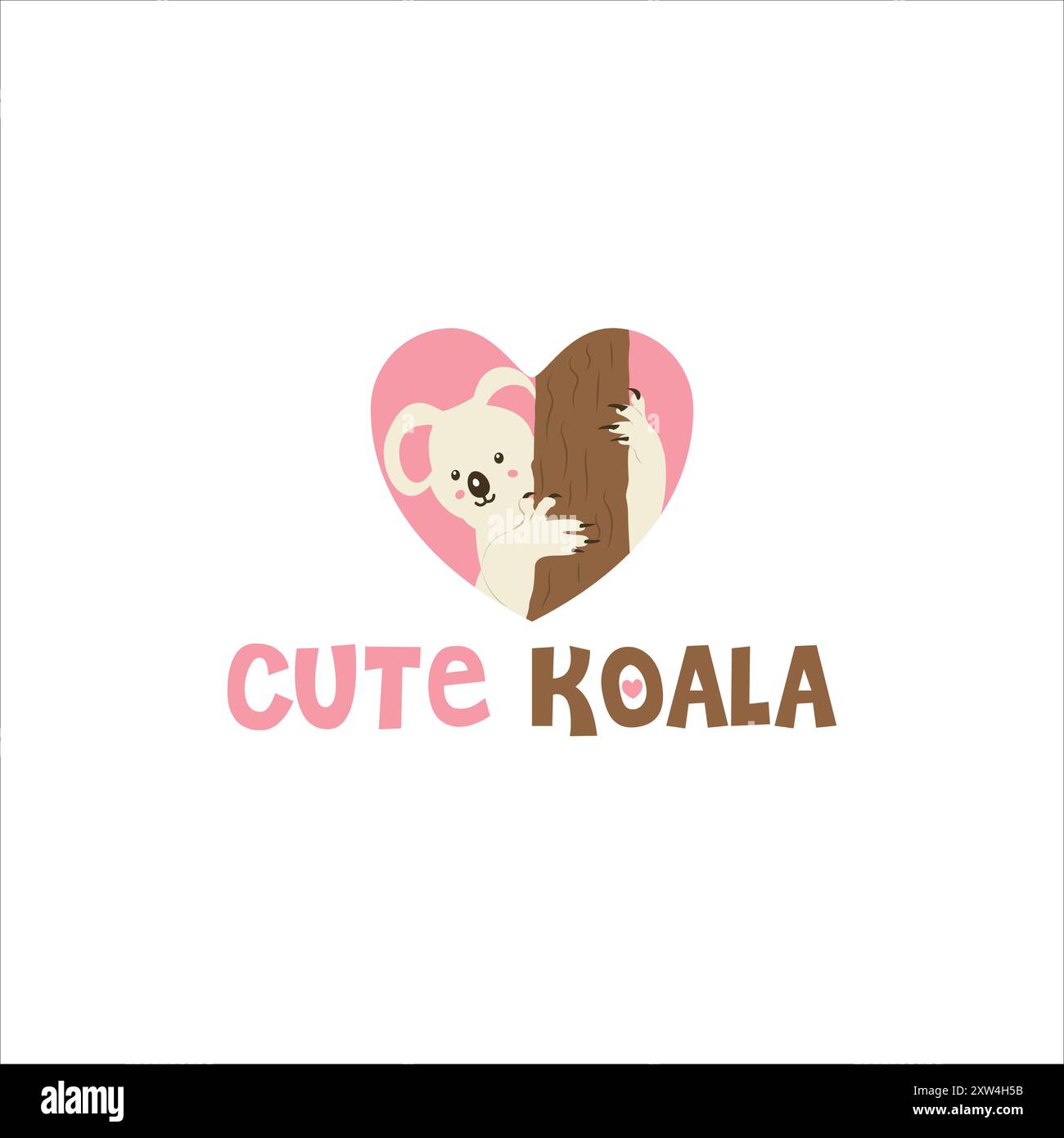 Grazioso logo Koala, a forma di cuore, logo per animali, logo per animali Illustrazione Vettoriale