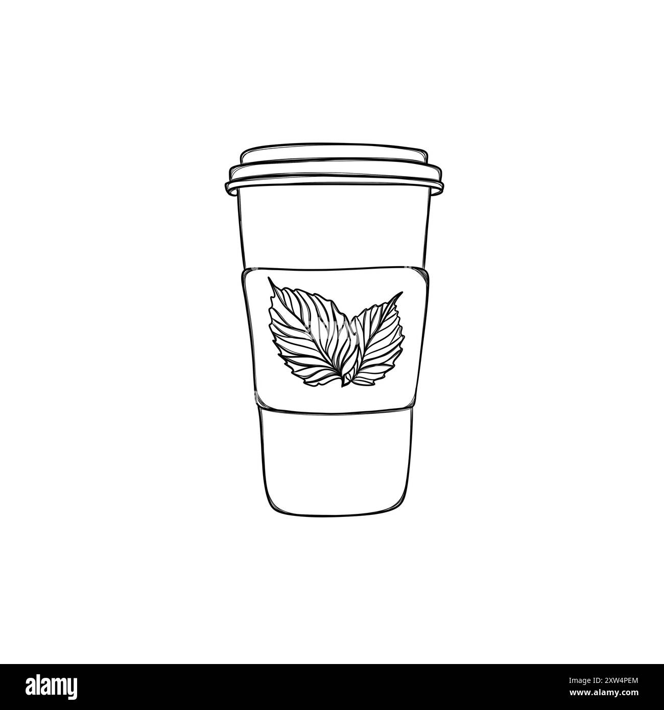 Adesivo caffè a mano libera da portare via. Modello adesivo in vetro per caffè Foto Stock