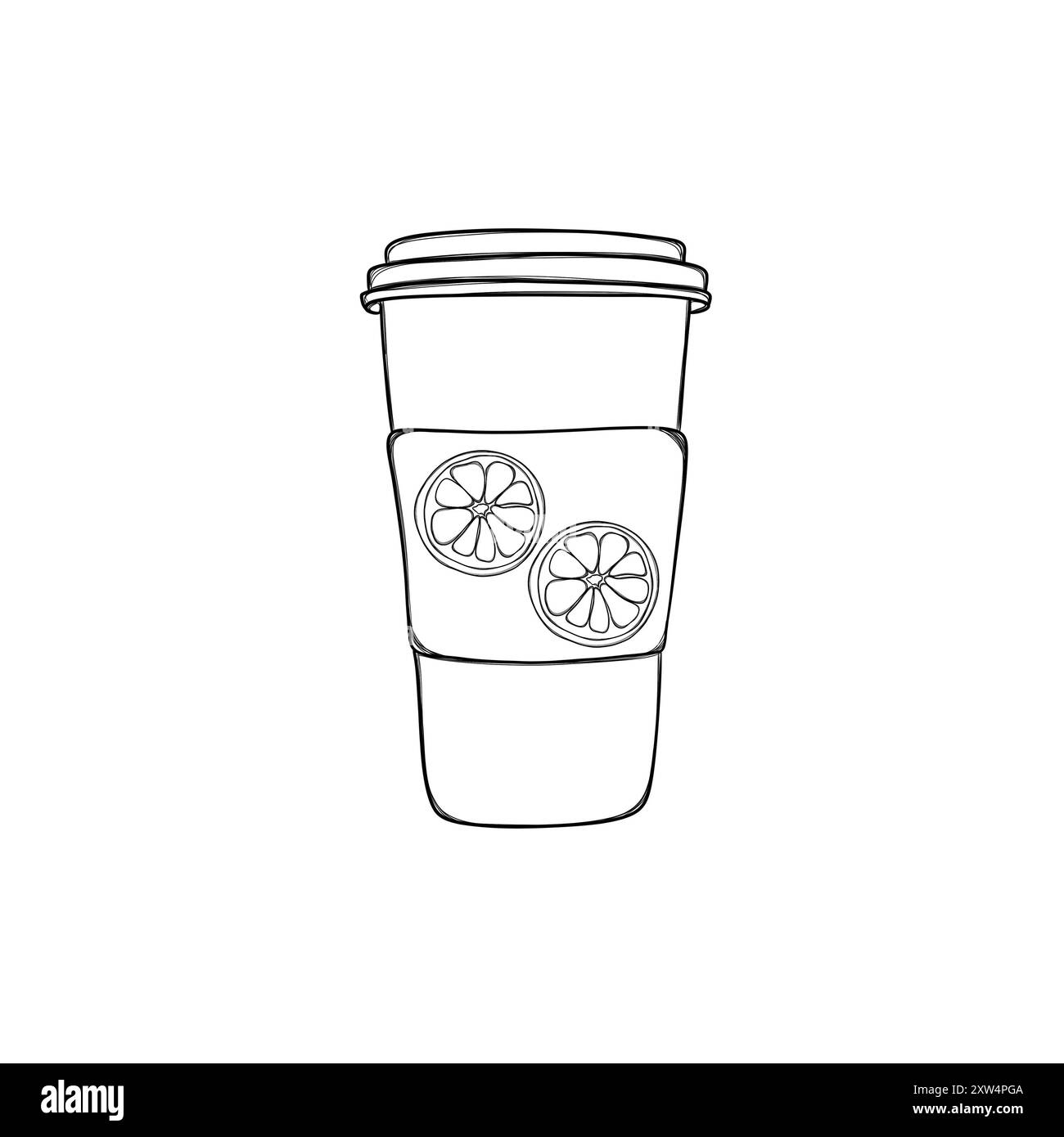 Adesivo caffè a mano libera da portare via. Modello adesivo in vetro per caffè Foto Stock