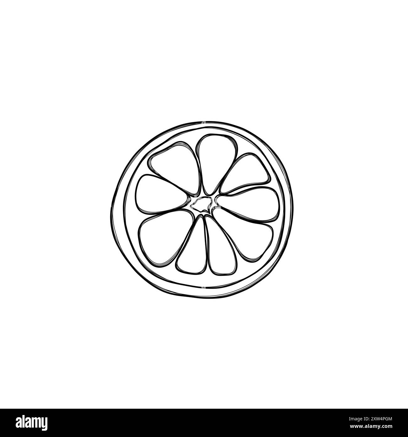 Schizzo a mano libera di una sezione arancione. modello per adesivo autunnale Foto Stock