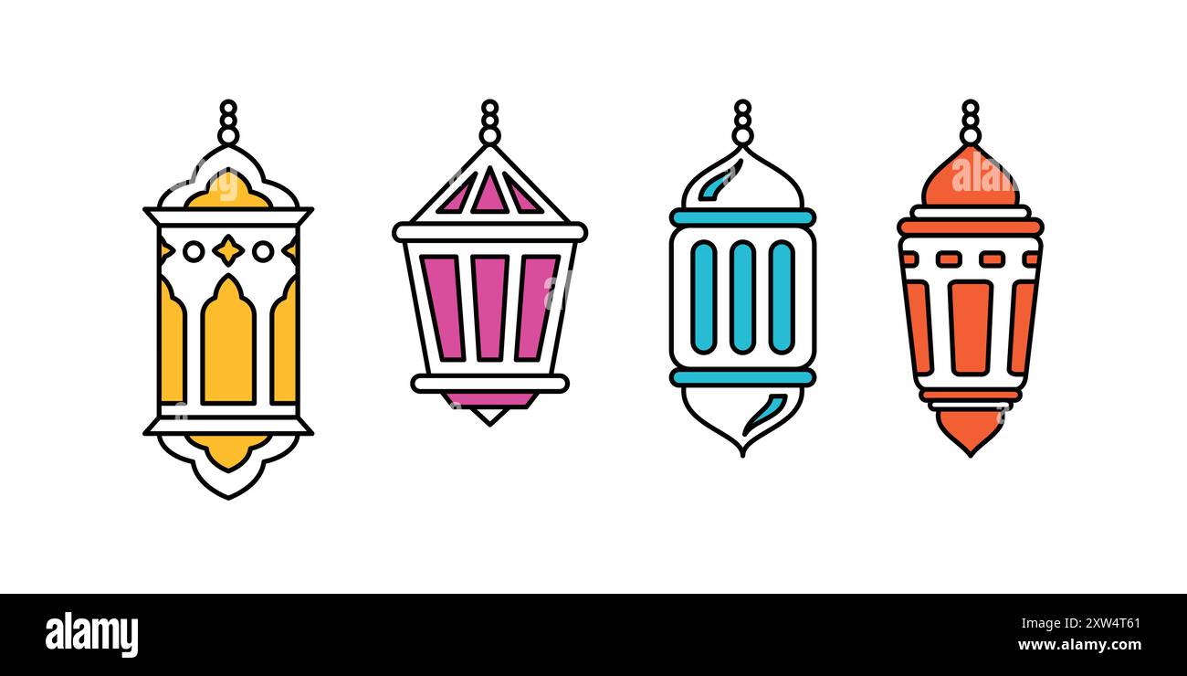 Set di Lanterne Ramadan Mubarak Illustrazione Vettoriale