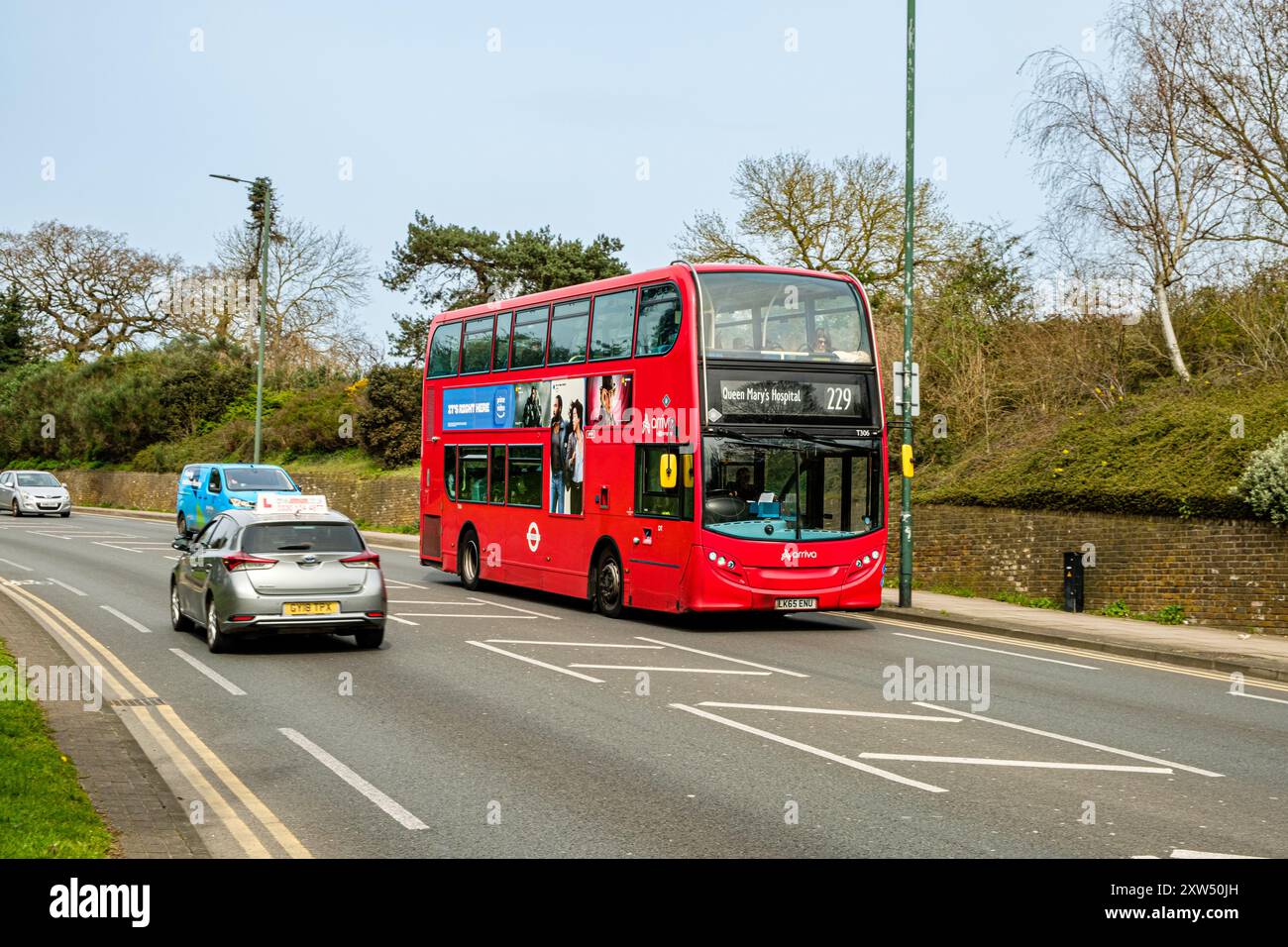 Arriva Alexander Dennis Enviro400 London Transport Bus, Gravel Hill, Bexleyheath, Kent Foto Stock