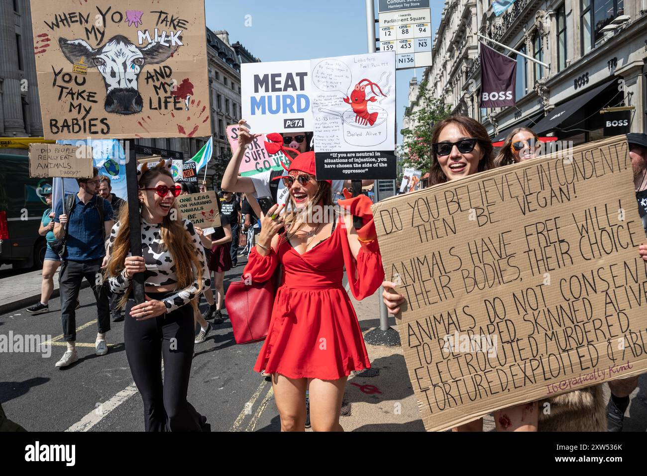 National Animal Rights March, Londra, Inghilterra, Regno Unito, 17 agosto 2024 Foto Stock