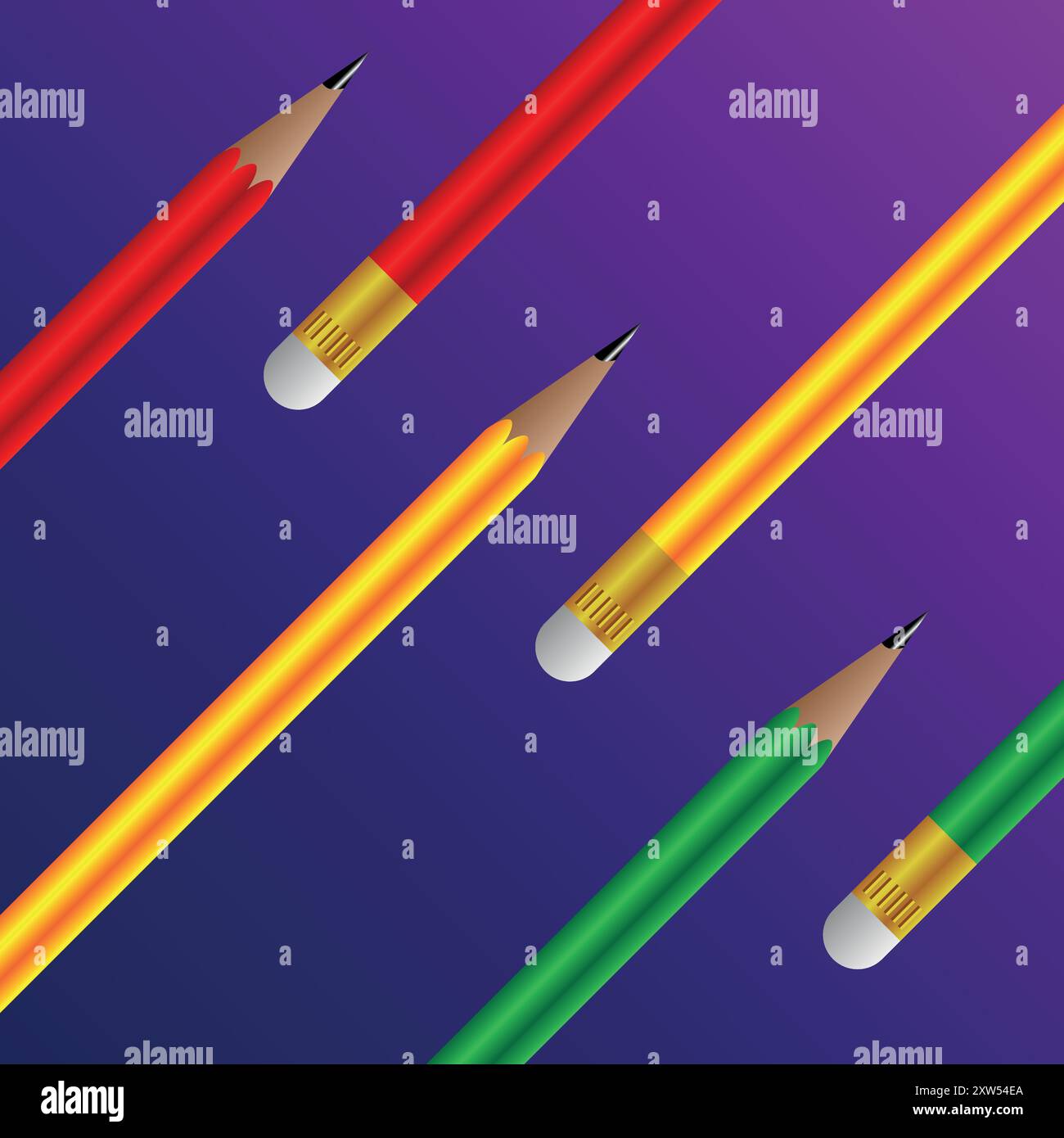 Matite colorate realistiche - illustrazione dei materiali d'arte Illustrazione Vettoriale