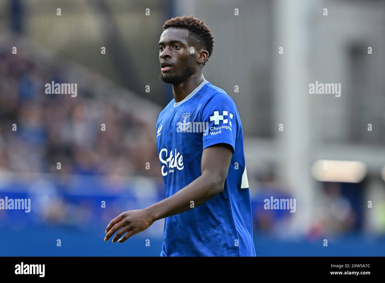 Tim Iroegbunam di Everton durante la partita di Premier League Everton vs Brighton e Hove Albion al Goodison Park, Liverpool, Regno Unito, 17 agosto 2024 (foto di Cody Froggatt/News Images) Foto Stock