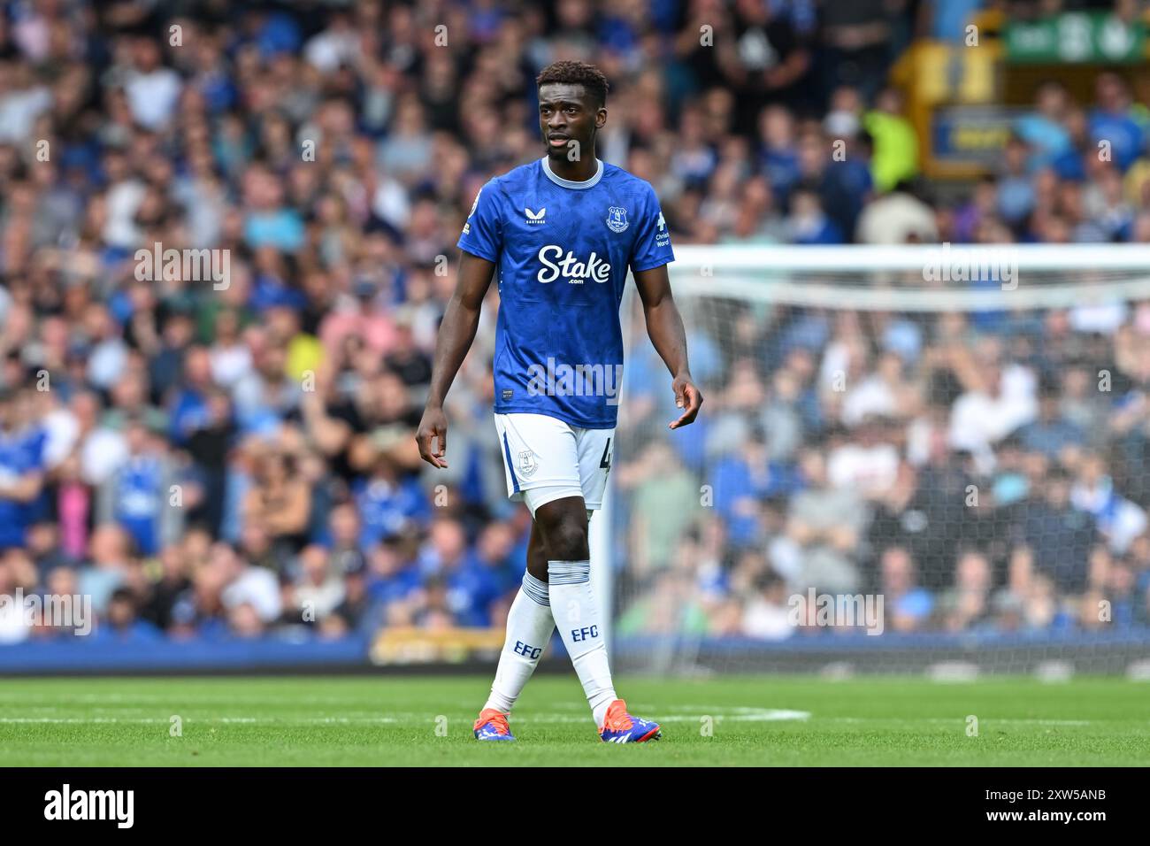 Liverpool, Regno Unito. 17 agosto 2024. Tim Iroegbunam di Everton durante la partita di Premier League Everton vs Brighton e Hove Albion al Goodison Park, Liverpool, Regno Unito, 17 agosto 2024 (foto di Cody Froggatt/News Images) a Liverpool, Regno Unito, il 17/8/2024. (Foto di Cody Froggatt/News Images/Sipa USA) credito: SIPA USA/Alamy Live News Foto Stock