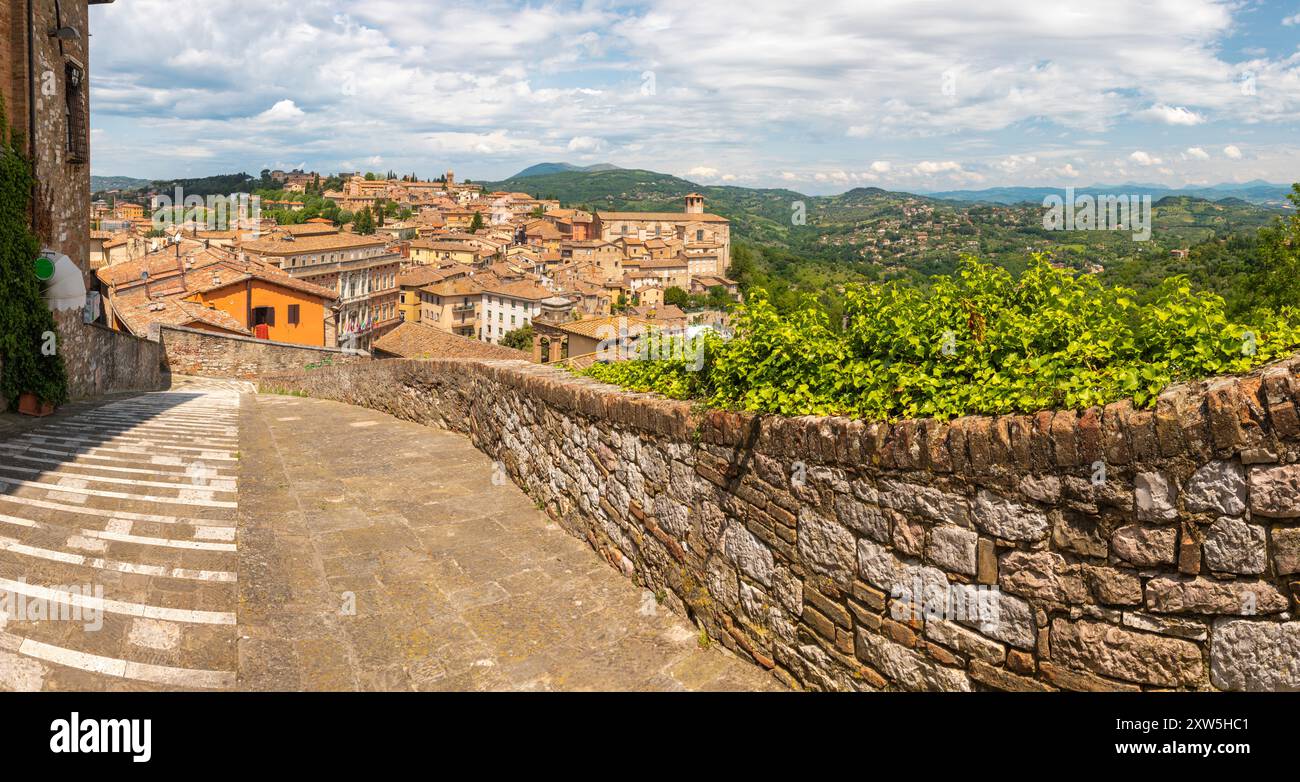 Perugia - lo sguardo a nord - parte ovest del centro storico. Foto Stock