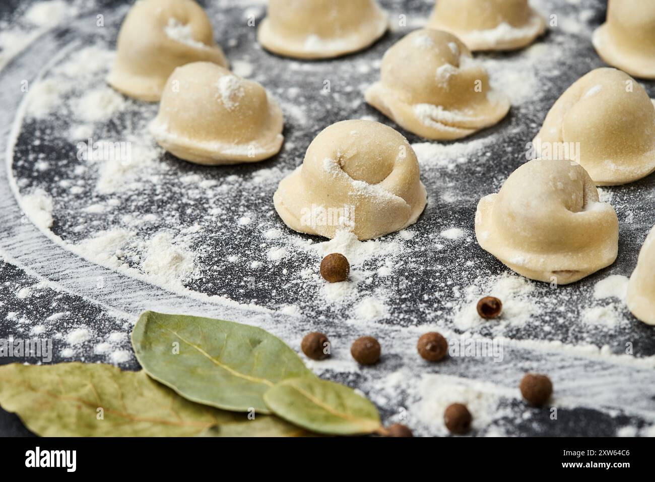 Gnocchi di carne fatti in casa pronti per essere cucinati, un piatto classico perfetto per pasti sostanziosi in famiglia Foto Stock