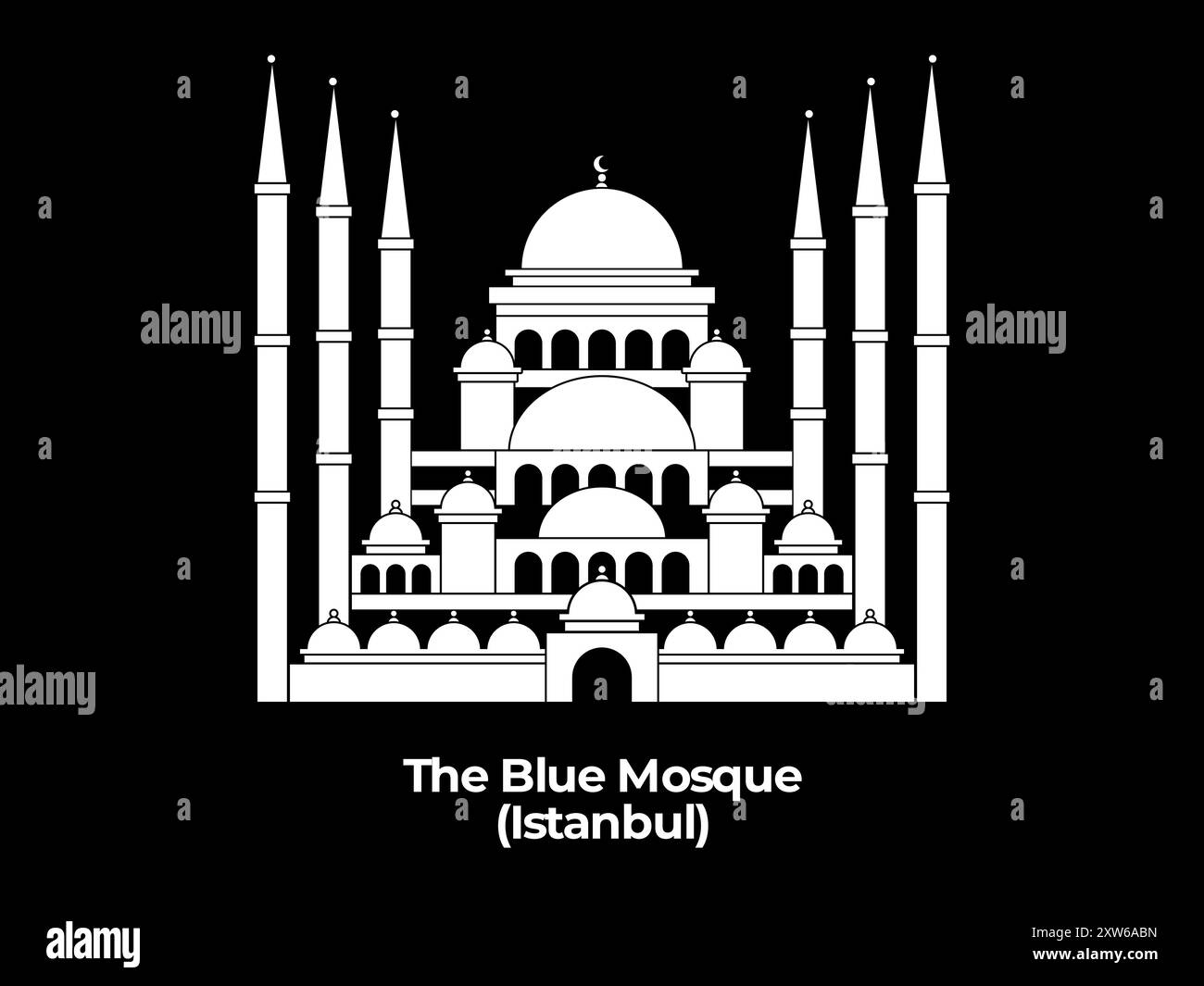 moschea blu del sultano ahmet masjid istanbul tukiye antico edificio sacro luogo di preghiera islam architettura design icona illustrazione Illustrazione Vettoriale