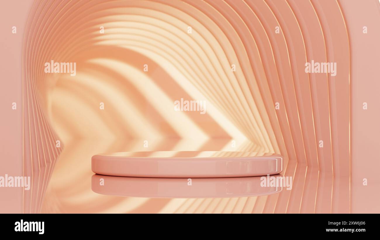 Sfondo di illustrazione 3D per pubblicità e sfondo in motivo retrò e scenografia minimale. Rendering 3D con concetto decorativo. Foto Stock