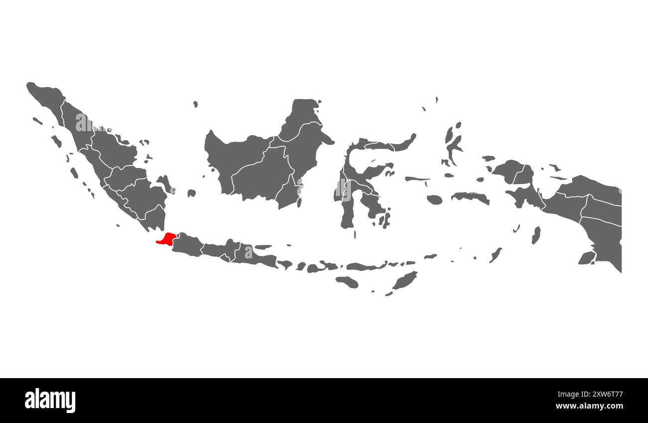 Indonesia dettagliata forma della mappa Banten, icona del concetto grafico Flat web simbolo illustrazione vettoriale . Illustrazione Vettoriale