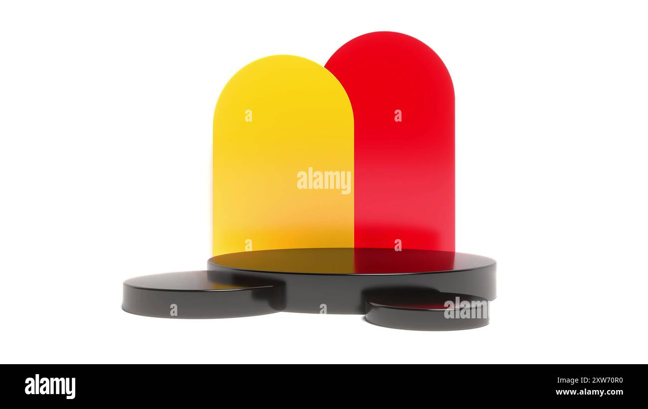 Evento podio nero vuoto 3D - ombra solare - Intro rendering 3d. Foto Stock