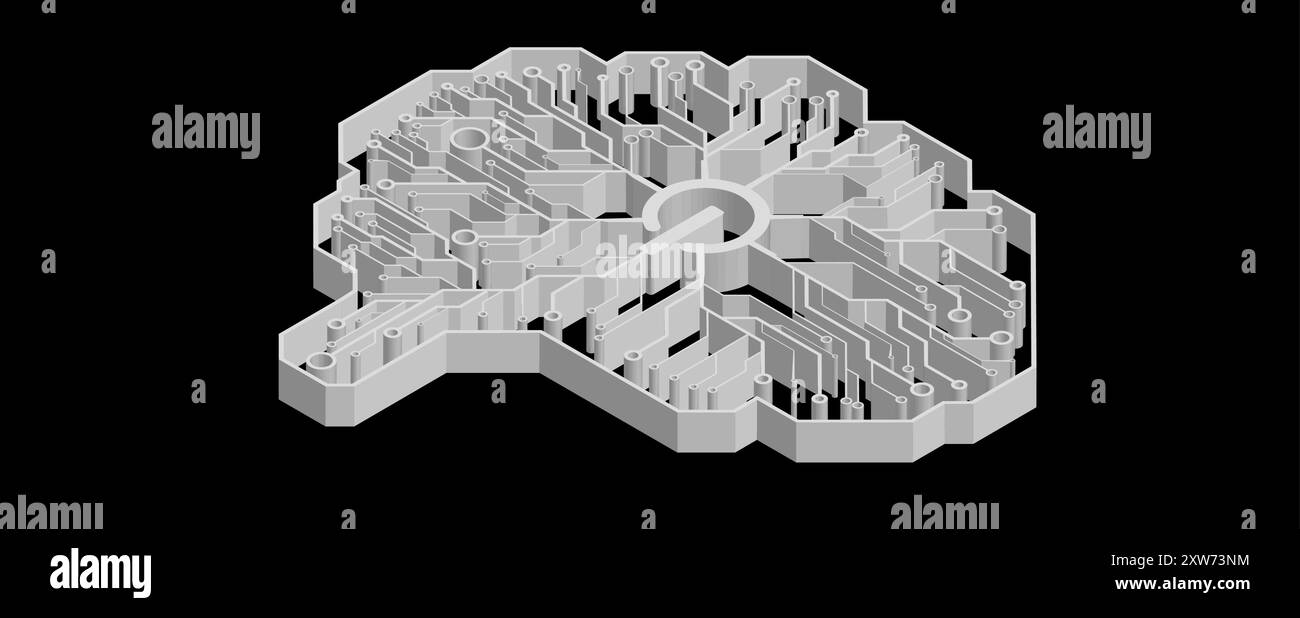 Intelligenza artificiale astratta. Cloud computing. Apprendimento automatico. Tecnologia web background. Concetto virtuale sfondo futuristico Illustrazione Vettoriale