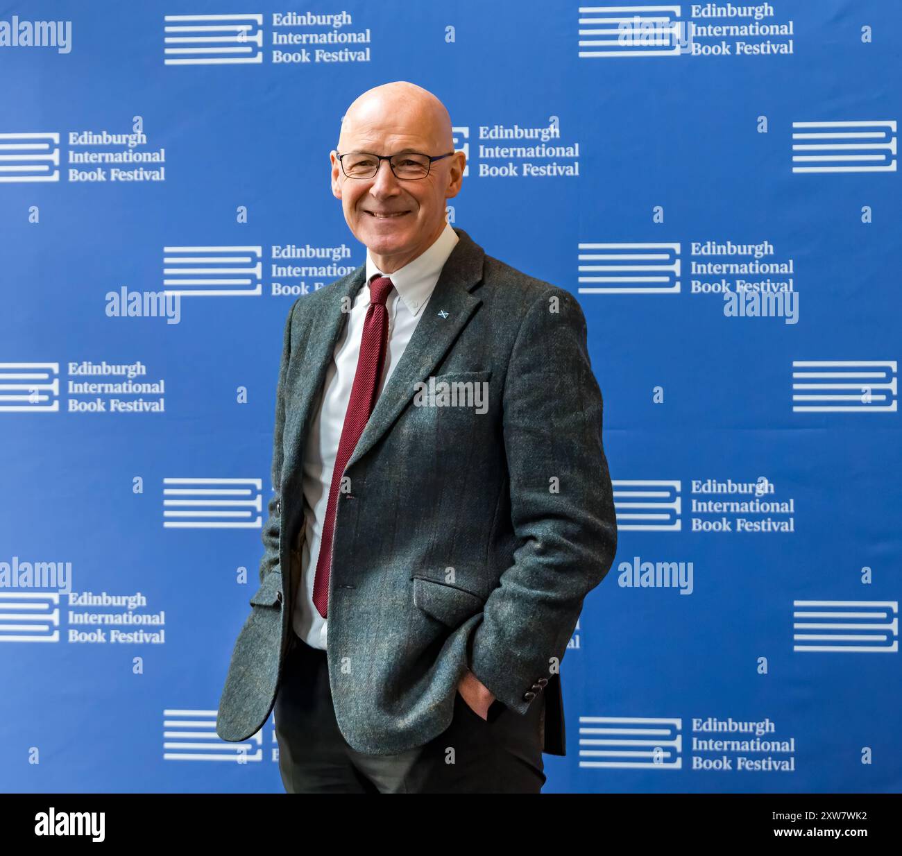 Il primo ministro John Swinney all'Edinburgh International Book Festival, Scozia, Regno Unito Foto Stock