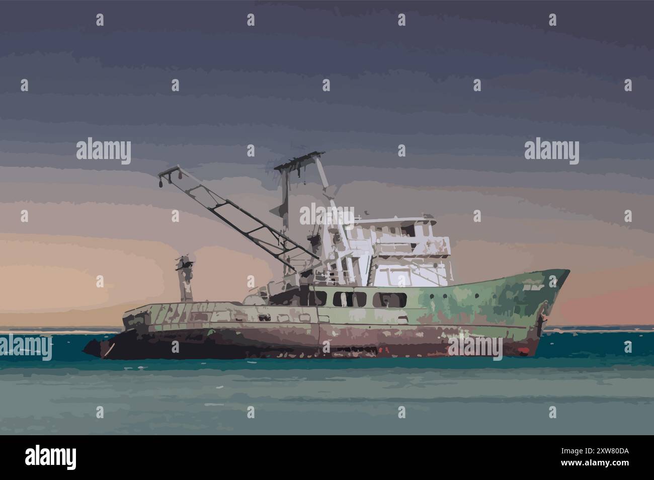 Naufragio sulla costa del Mar Rosso dell'Arabia Saudita Illustrazione Vettoriale