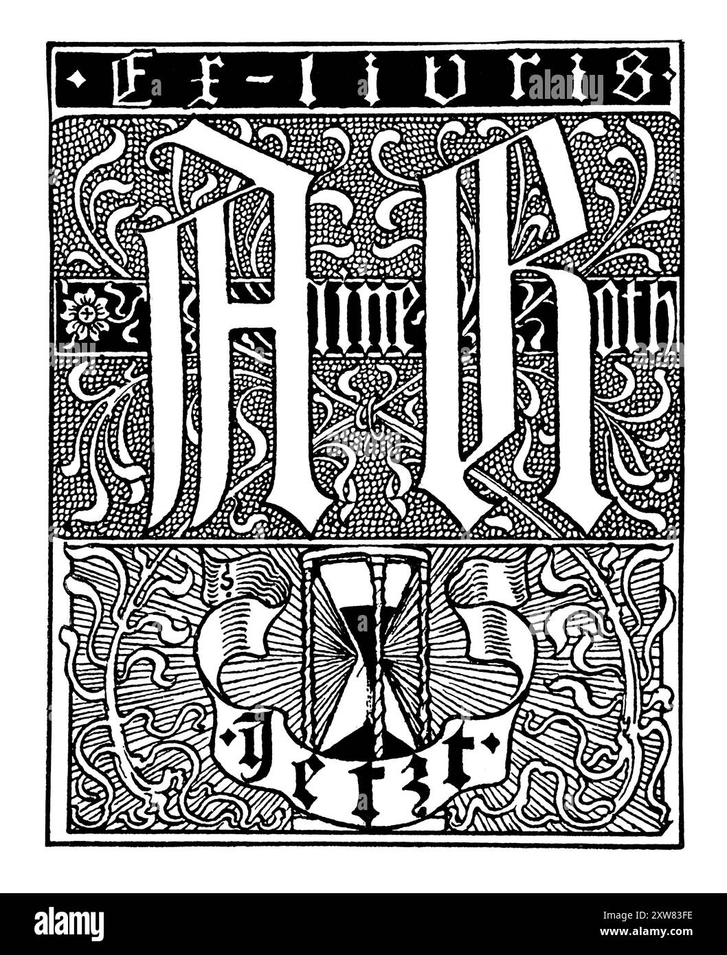 Libretto monogramma anni '1890 per Anne Roth dell'artista tedesco Josef Sattler Foto Stock