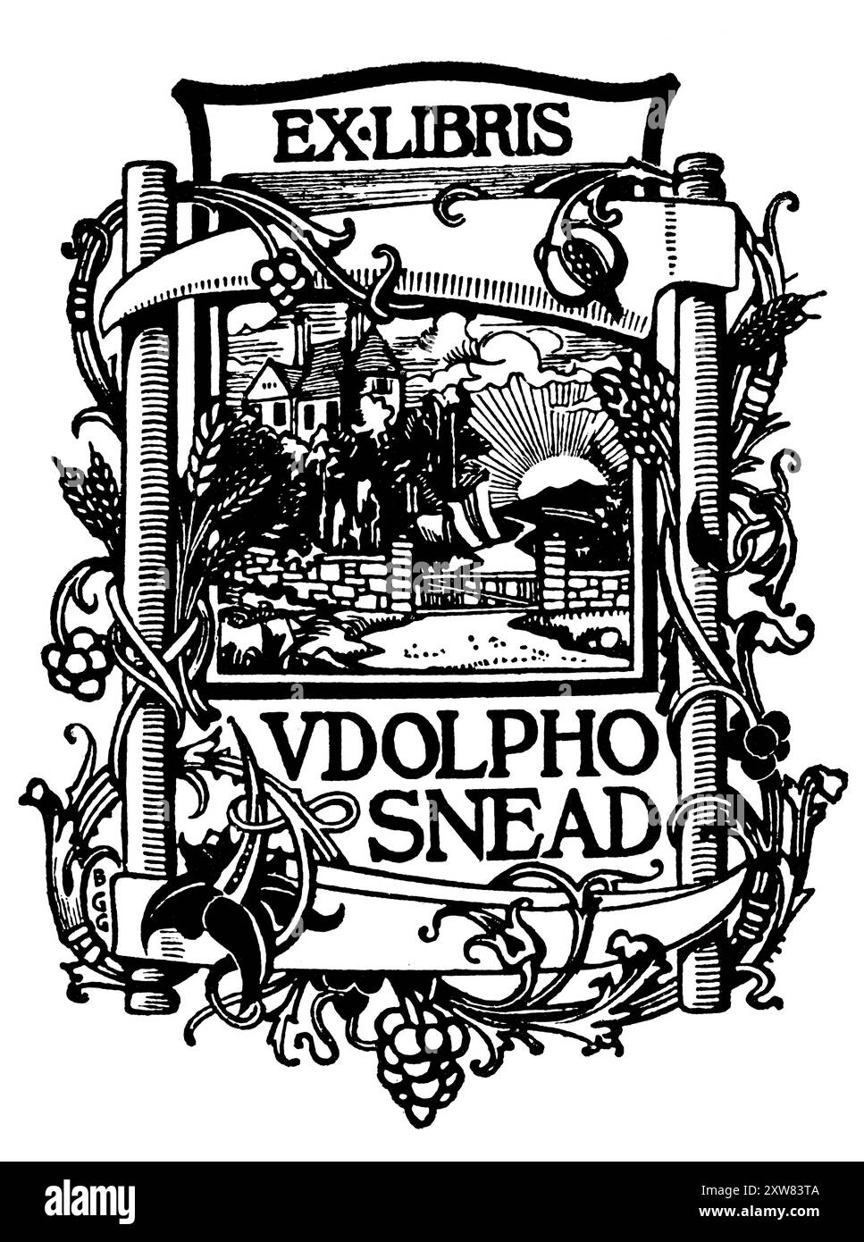 Casa degli anni '1890 all'alba libreria per Udolpho Snead dell'architetto e tipografo gotico americano Bertram Grosvenor Goodhue Foto Stock