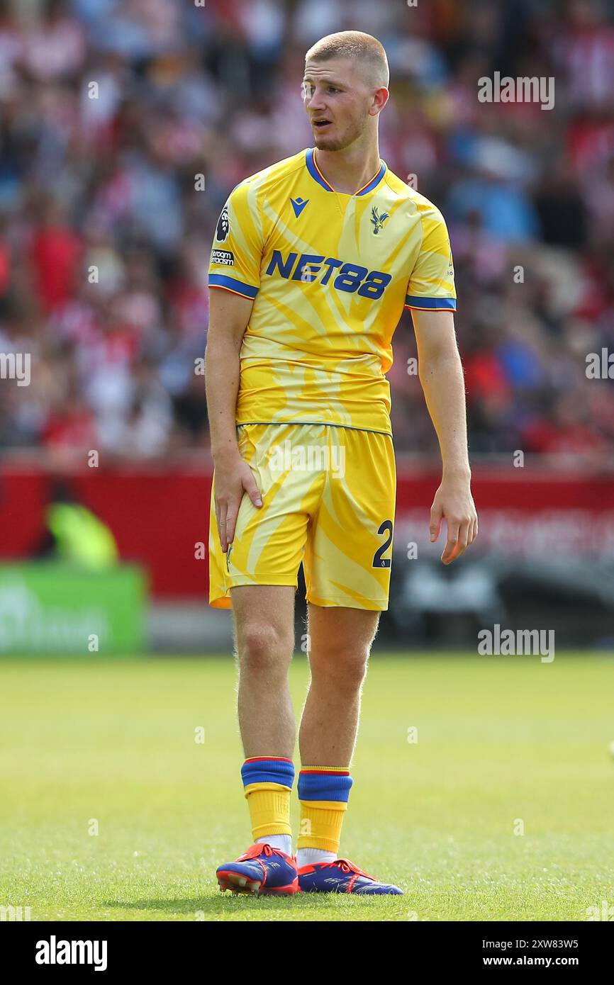 Adam Wharton di Crystal Palace durante la partita di Premier League Brentford vs Crystal Palace al Gtech Community Stadium, Londra, Regno Unito, 18 agosto 2024 (foto di Gareth Evans/News Images) Foto Stock