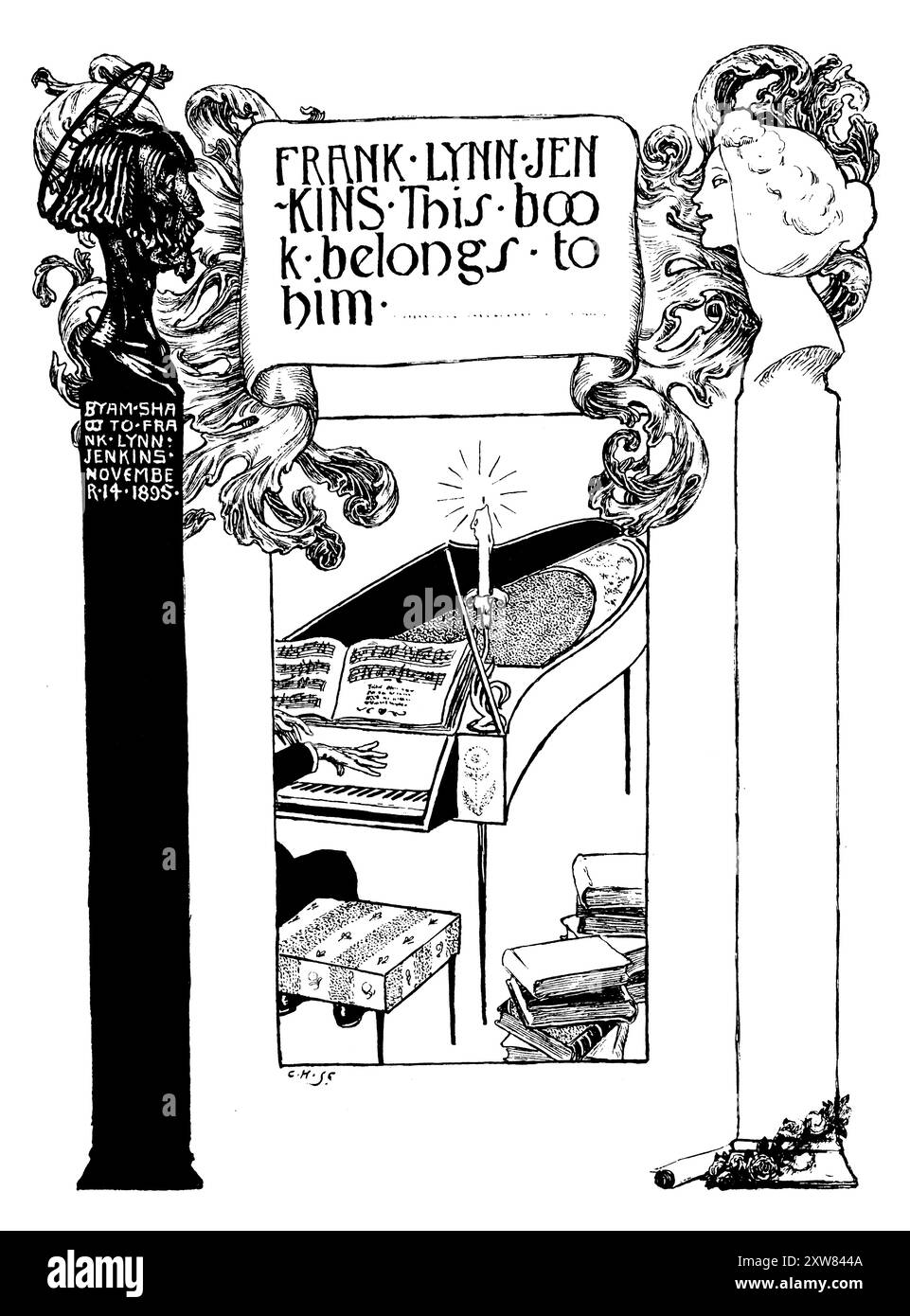 1895 libretto a tema musicale per lo scultore Frank Lynn Jenkins, del pittore e illustratore britannico Byam Shaw Foto Stock