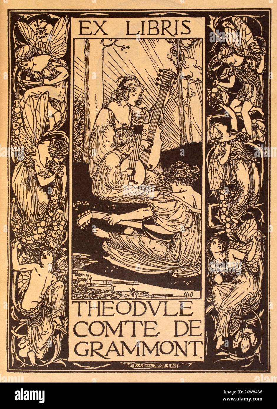 1896 musicisti nella libreria del giardino per Theoule Comte de Grammont, di Robert Anning Bell Foto Stock