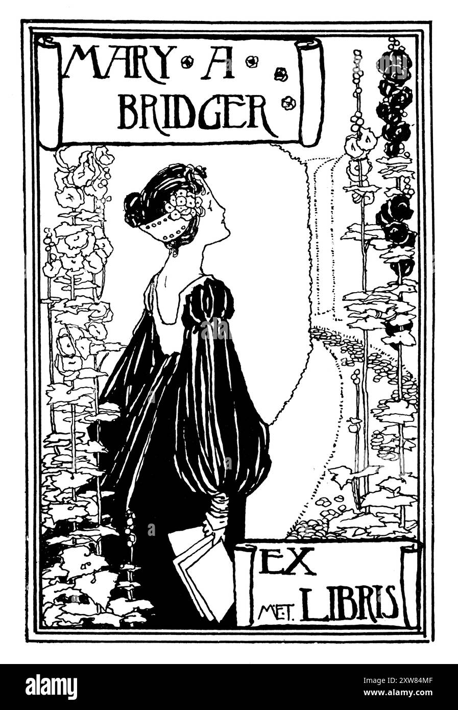 1898 libreria donna in giardino per Mary A Bridger disegnata dalla designer di ceramiche Doulton Margaret e Thompson Foto Stock