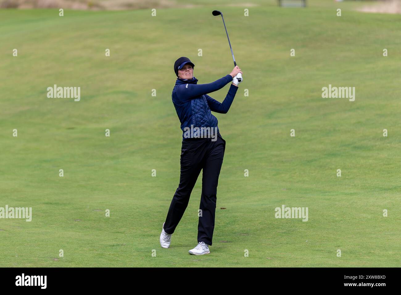 Ayrshire settentrionale, Scozia. 18 agosto 2024. La svedese Lisa Pettersson durante l'ultimo round dell'ISPS HANDA Women's Scottish Open 2024 a Dundonald Links. Foto Stock