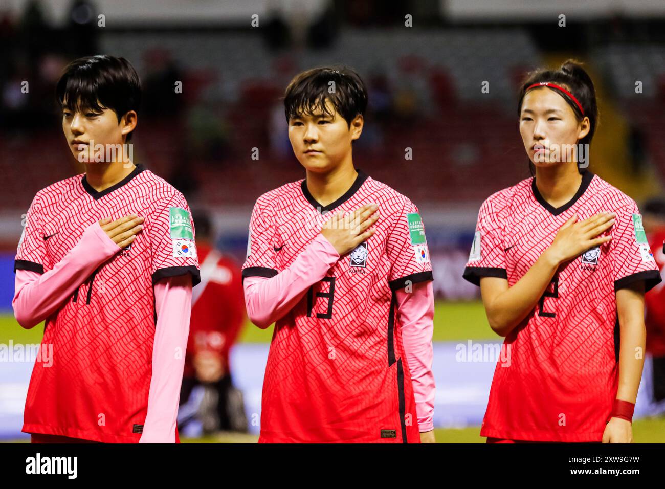 Eunyoung Lee, Dayeong Ko e Hyeonjin sono stati della Repubblica di Corea durante la partita di Coppa del mondo femminile FIFA U-20 Costa Rica Francia contro Repubblica di Corea ad agosto Foto Stock