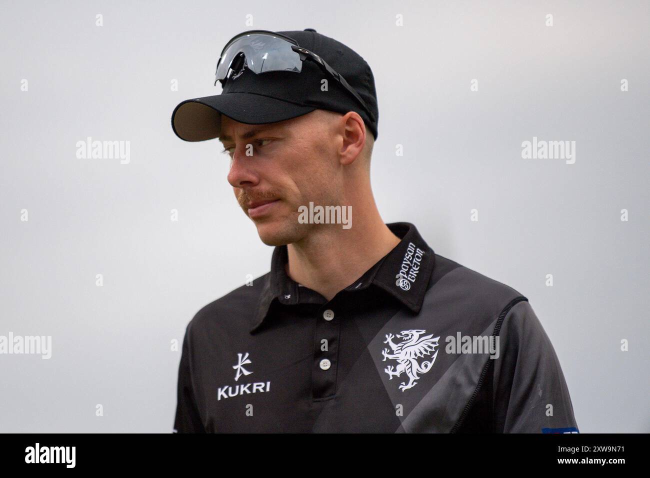 Taunton, Regno Unito. 18 agosto 2024. Riley Meredith di Somerset durante la semifinale della Metro Bank One Day Cup tra Somerset e Leicestershire al Cooper Associates County Ground. Crediti: Dave Vokes/Alamy Live News Foto Stock