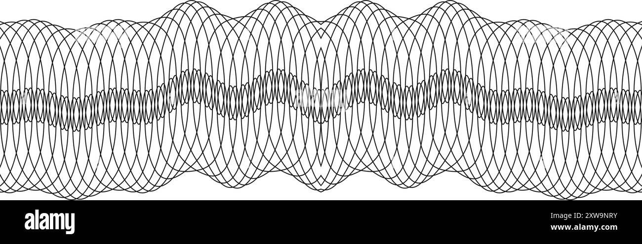 Bordo del motivo di linea orizzontale. Moneta guilloche filigrana Illustrazione Vettoriale