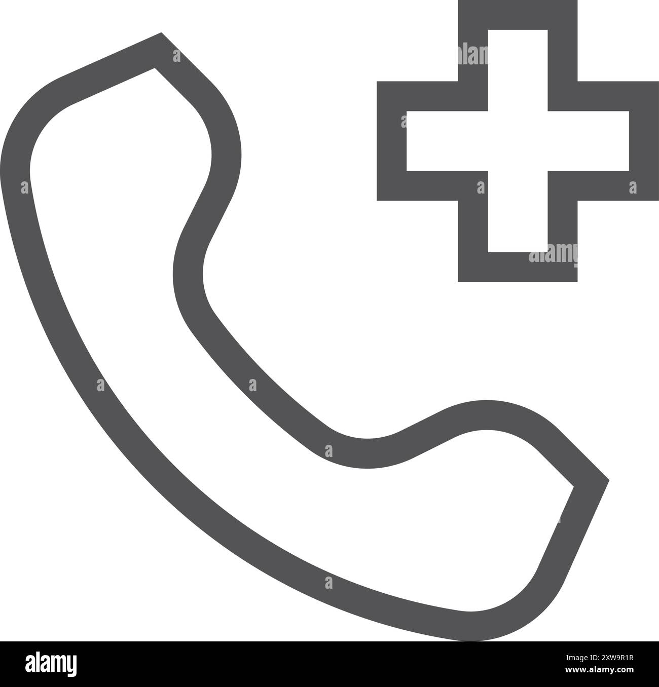 Icona della linea nera del telefono di pronto soccorso medico Illustrazione Vettoriale