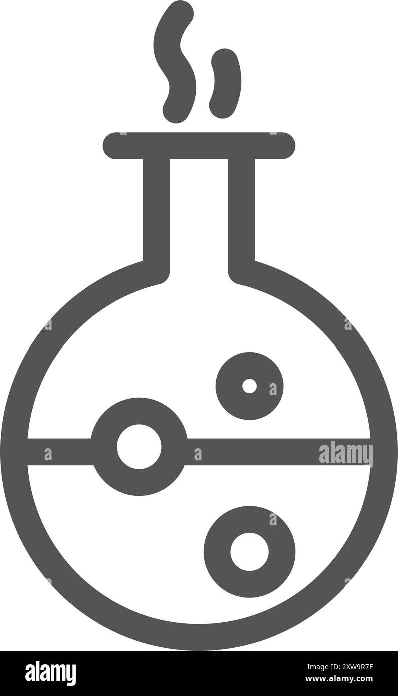 Icona della linea di vetro chimica. Apparecchiature per esperimenti di laboratorio Illustrazione Vettoriale