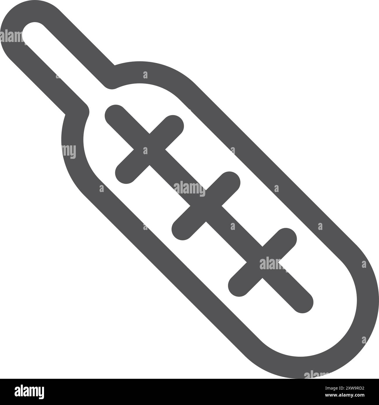 Icona della linea del termometro. Strumento medico. Indicatore di temperatura Illustrazione Vettoriale