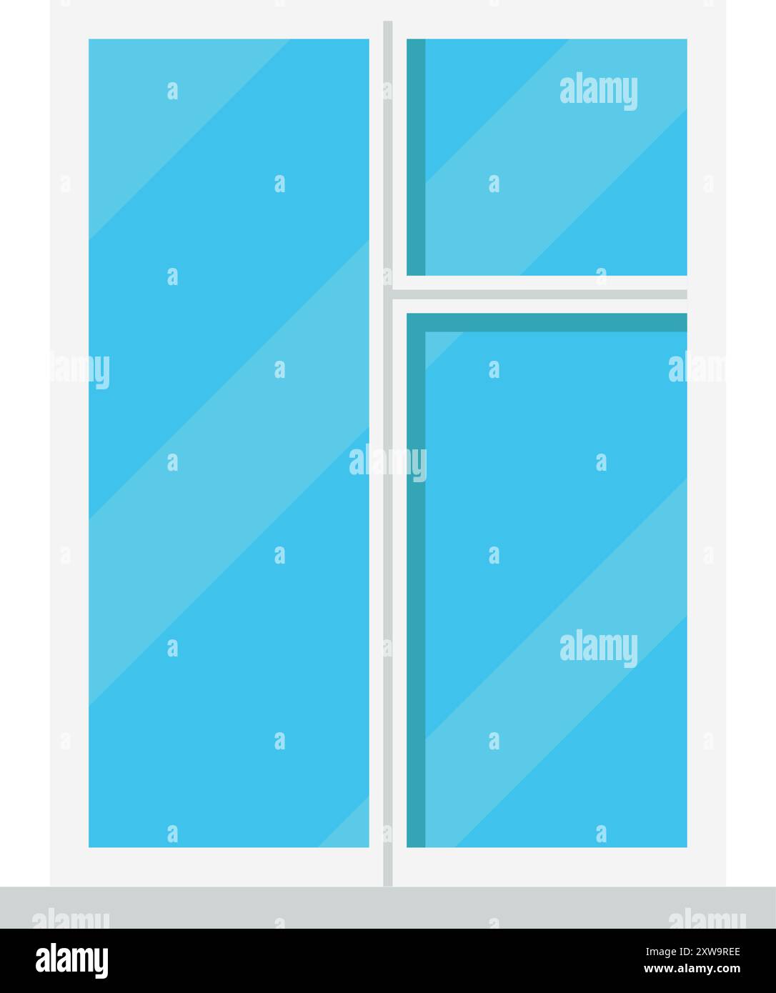 Telaio della finestra bianco in plastica. Elemento architettonico cartoon Illustrazione Vettoriale