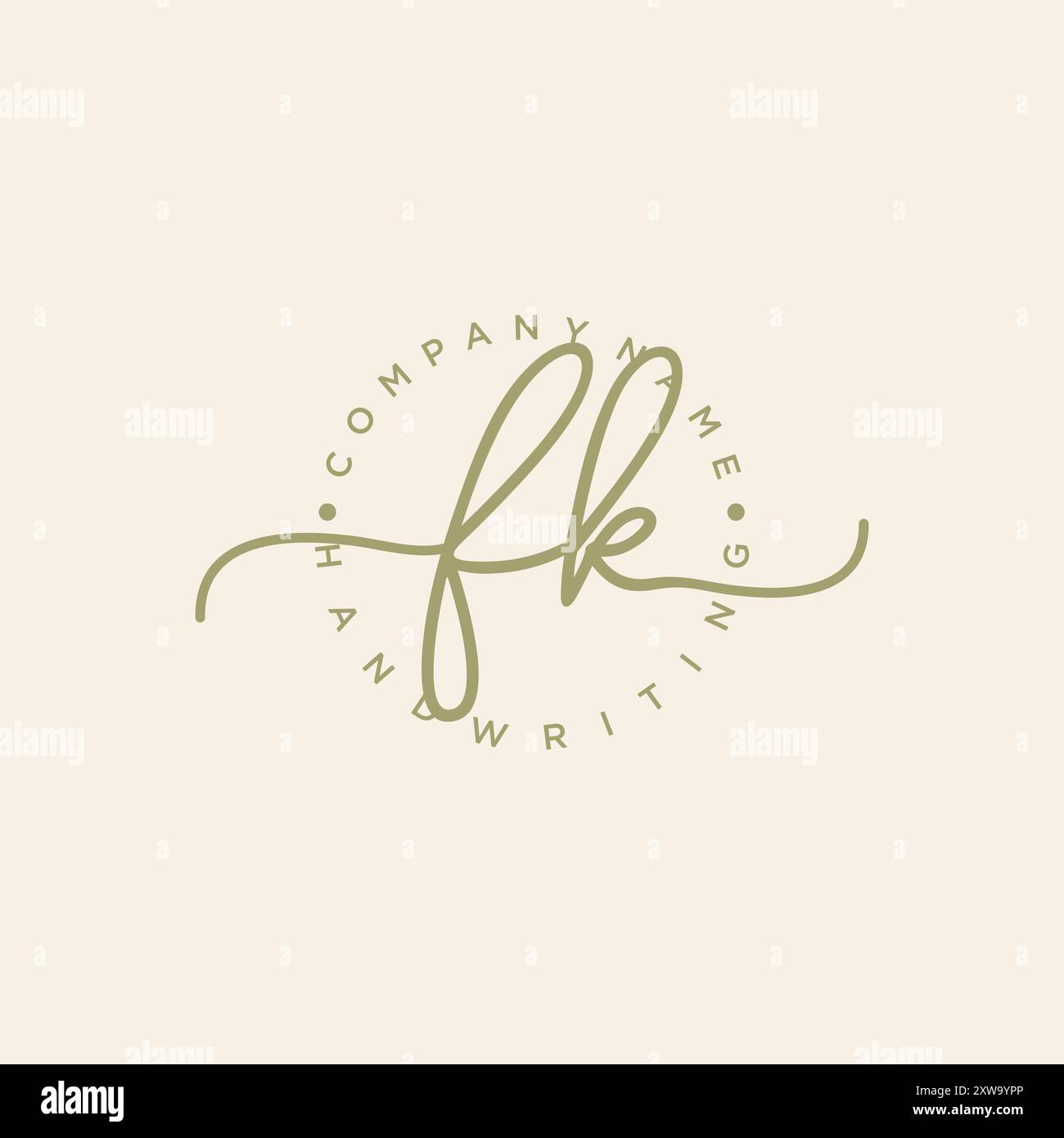 Logo iniziale FK per la scrittura a mano Illustrazione Vettoriale