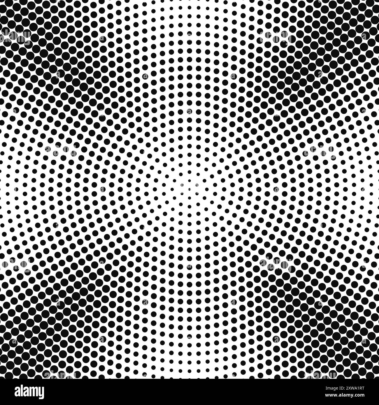 Pattern radiale mezzitoni. Effetto sfumatura cerchio a punti nero Illustrazione Vettoriale