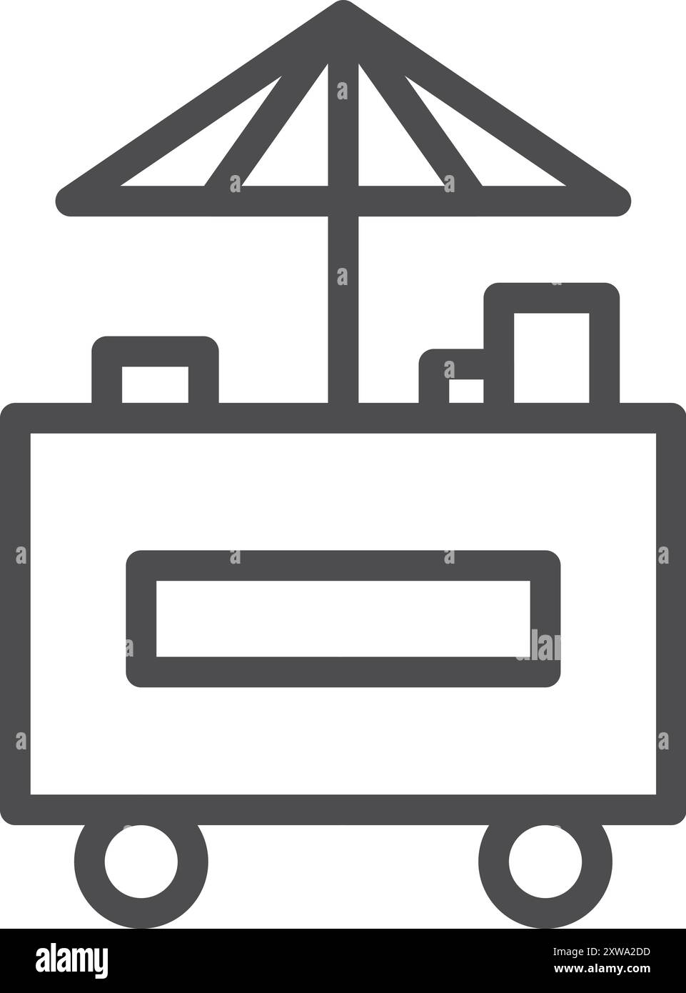 Fast food. Icona della linea del carrello hot dog Illustrazione Vettoriale