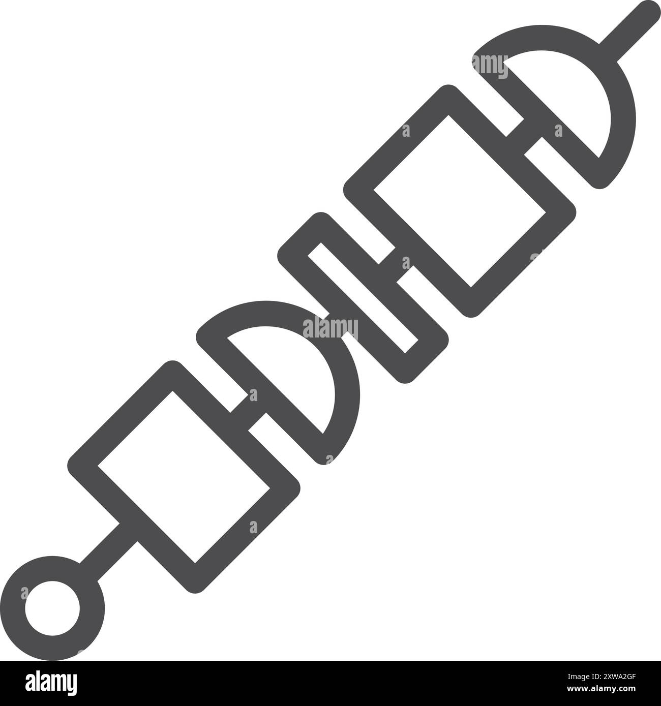 Icona della linea del barbecue. Spiedini alla griglia Illustrazione Vettoriale