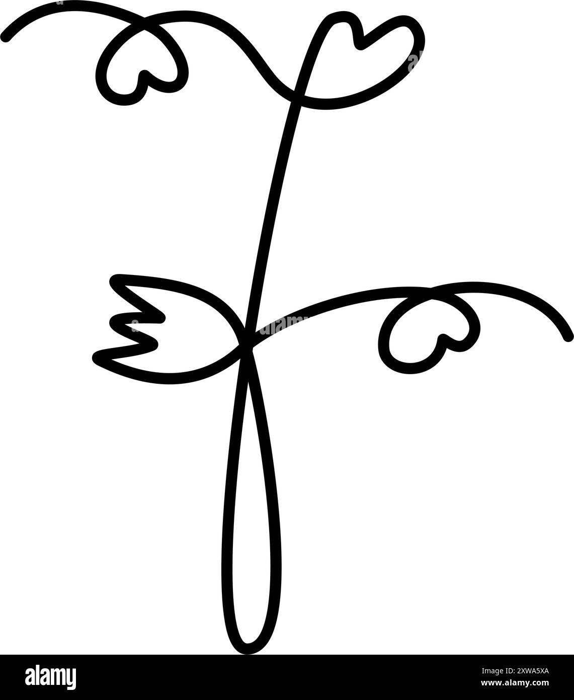 7 numero disegnato a mano con cuori decorativi e fiori. Un'idea di progettazione a linea continua. Isolamento Line Art. Lettere, schede di iscrizione, poster, striscioni, prezzo, etichetta o Web, immagine promozionale vettoriale Illustrazione Vettoriale