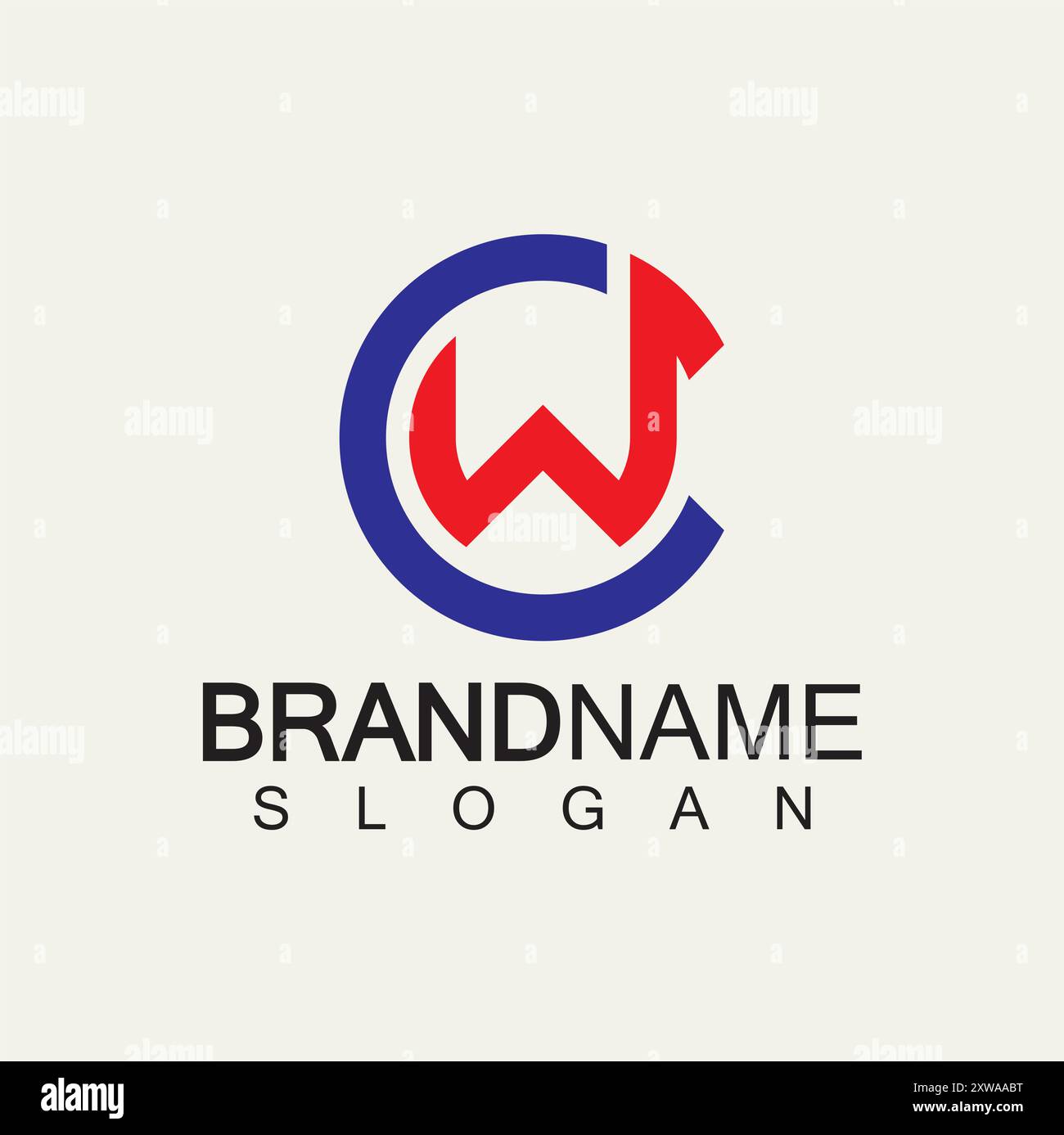 Lettere alfabetiche modello di design del logo CW o WC Illustrazione Vettoriale
