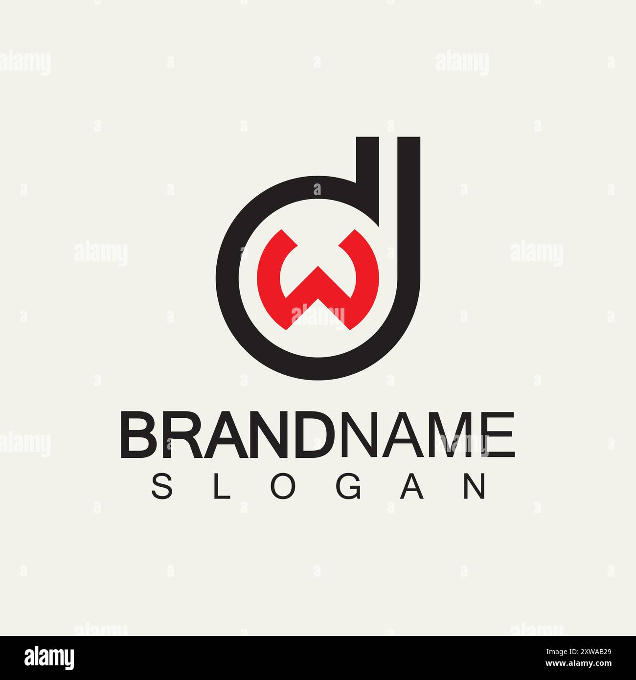 Modello di design del logo DW o WD di lettere alfabetiche Illustrazione Vettoriale