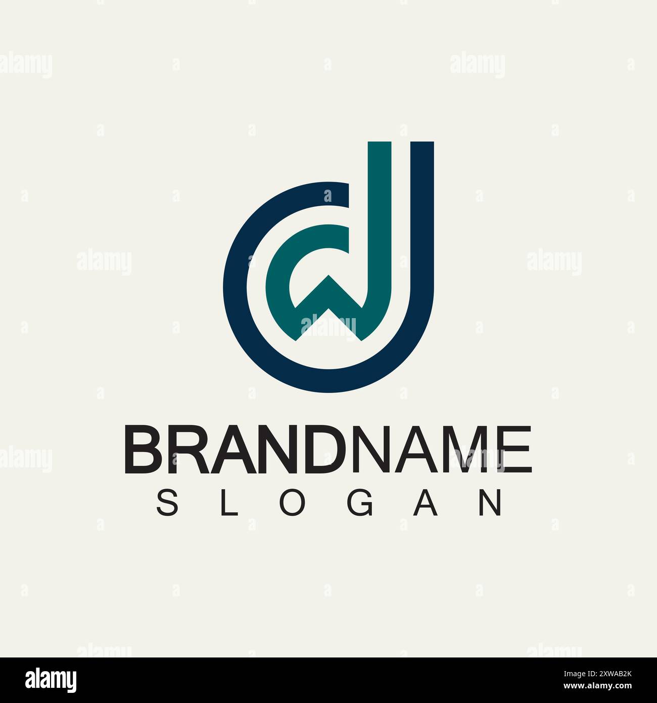 Modello di design del logo DW o WD di lettere alfabetiche Illustrazione Vettoriale