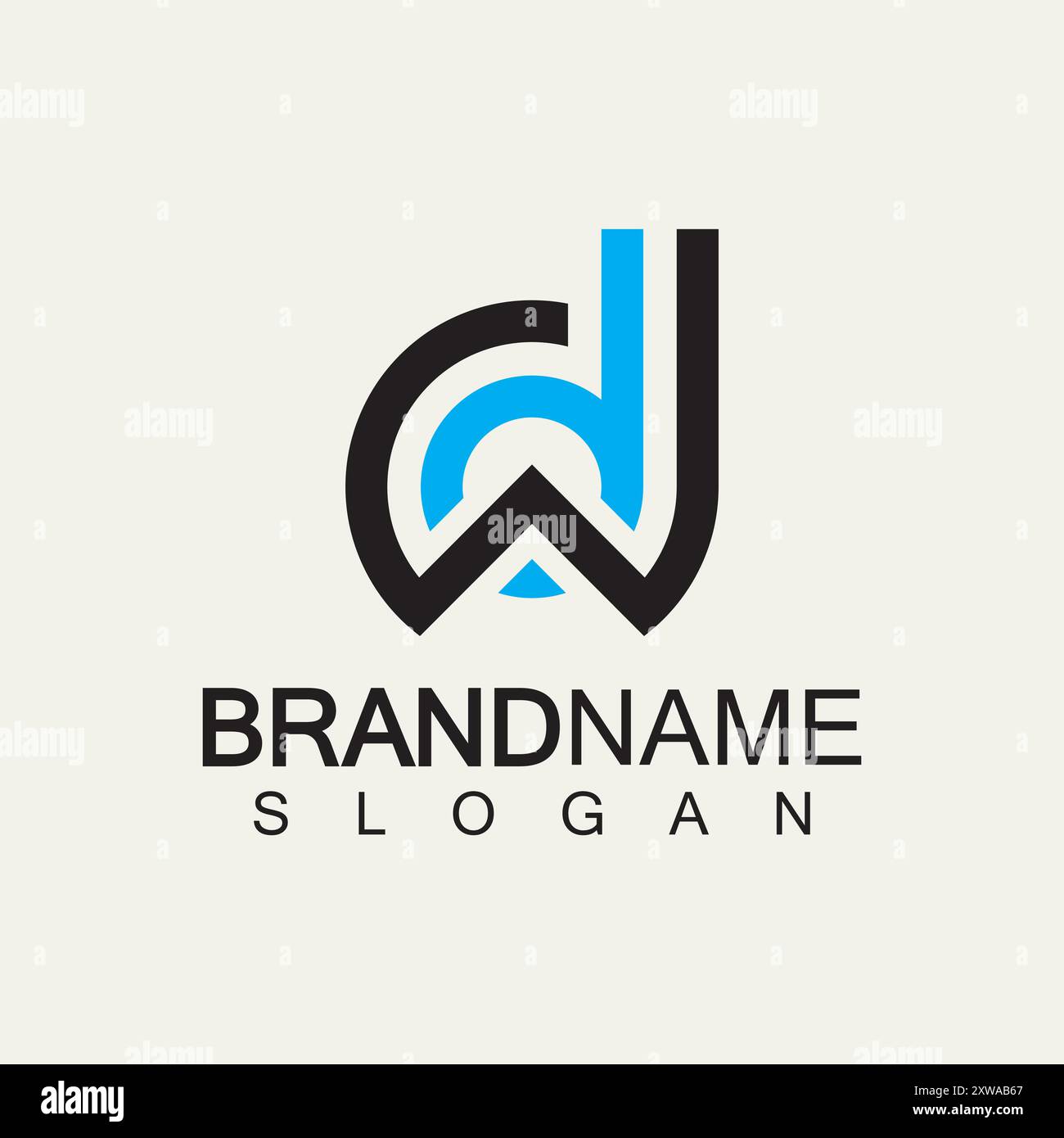 Modello di design del logo DW o WD di lettere alfabetiche Illustrazione Vettoriale