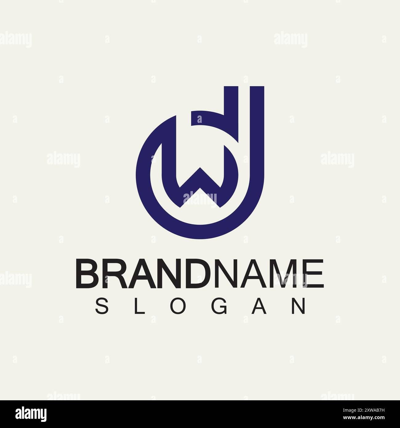 Modello di design del logo DW o WD di lettere alfabetiche Illustrazione Vettoriale