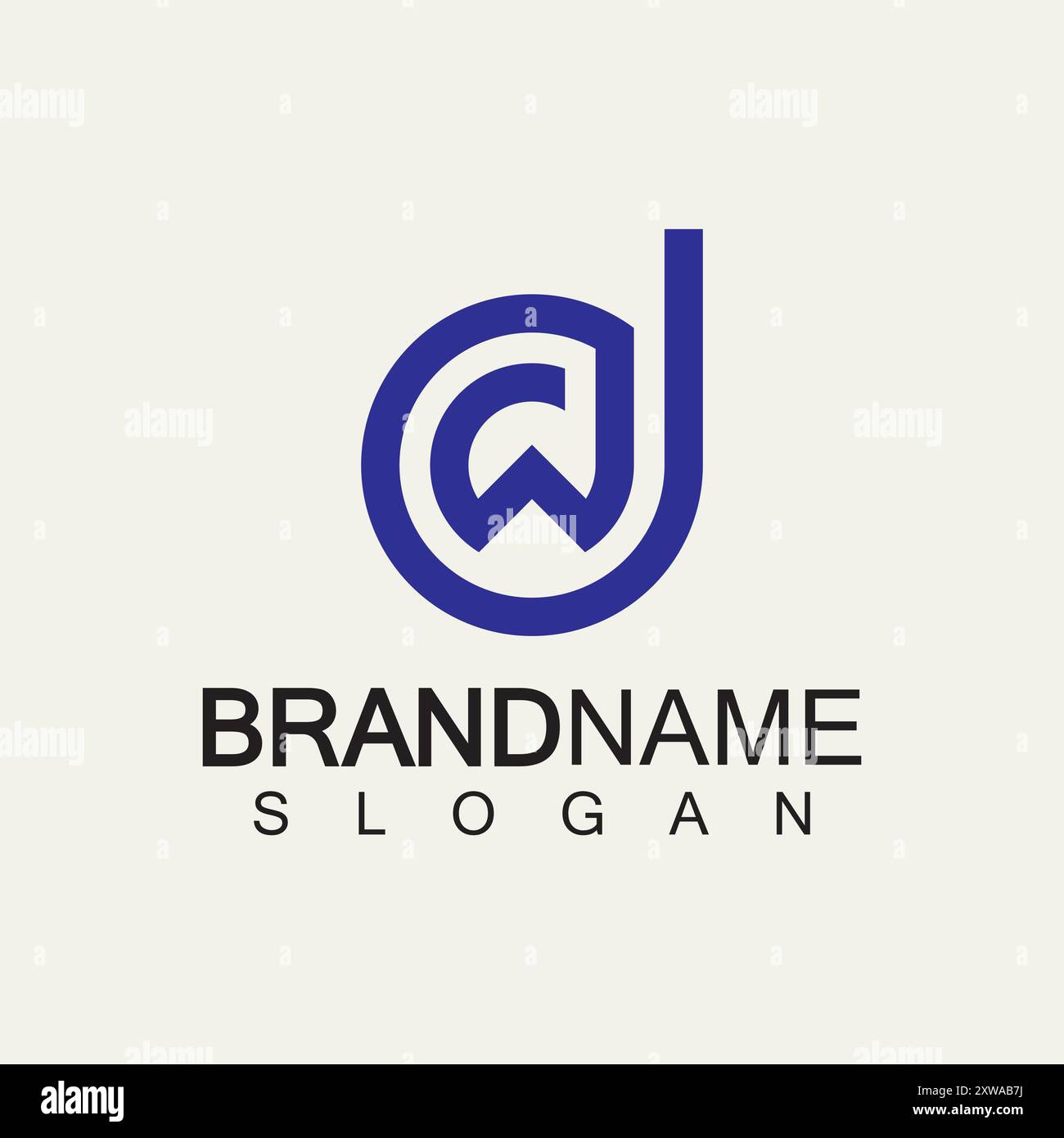 Modello di design del logo DW o WD di lettere alfabetiche Illustrazione Vettoriale