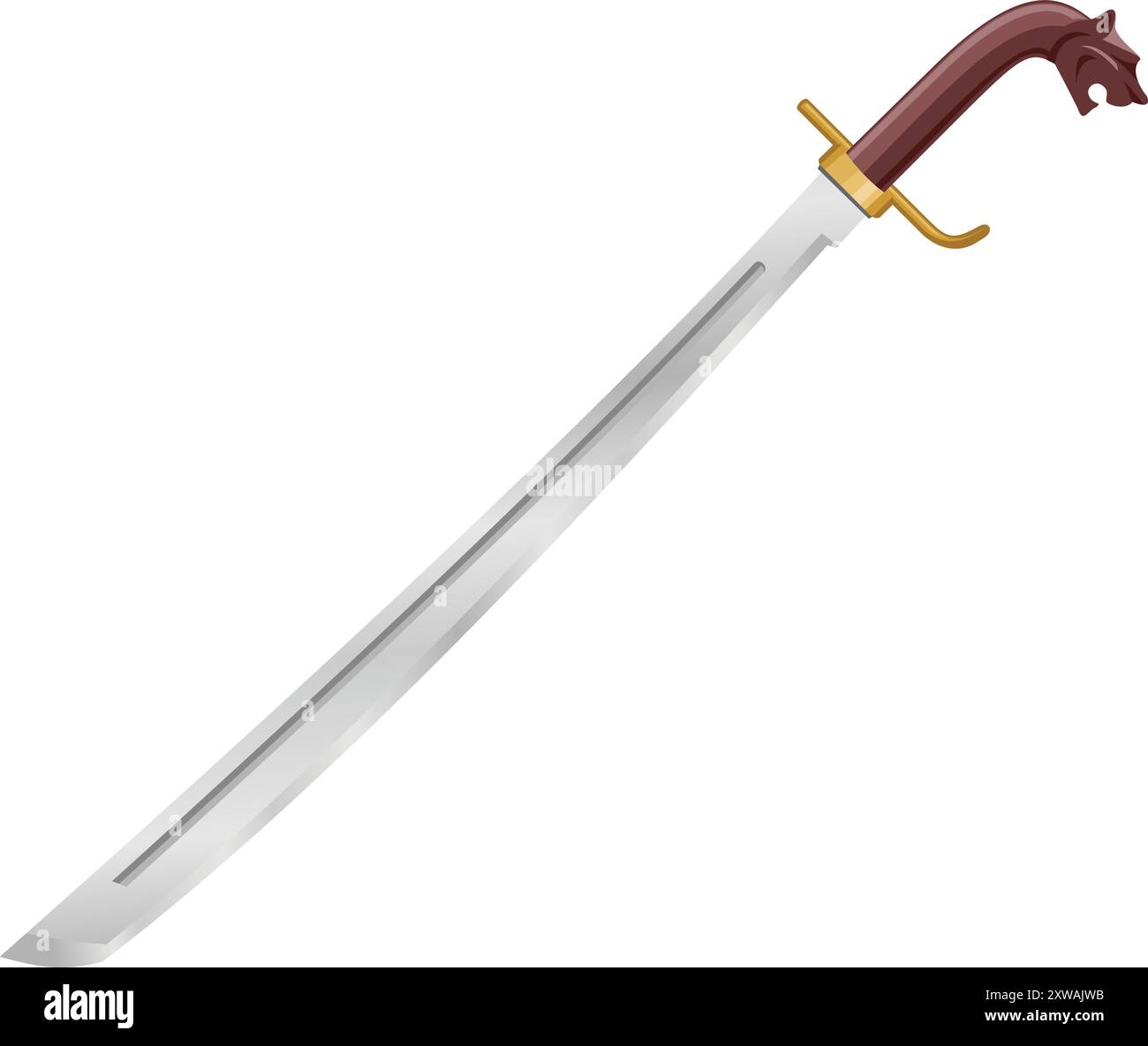 Klewang, Padang, West Sumatera, Silat Weapon, Blade Illustrazione Vettoriale