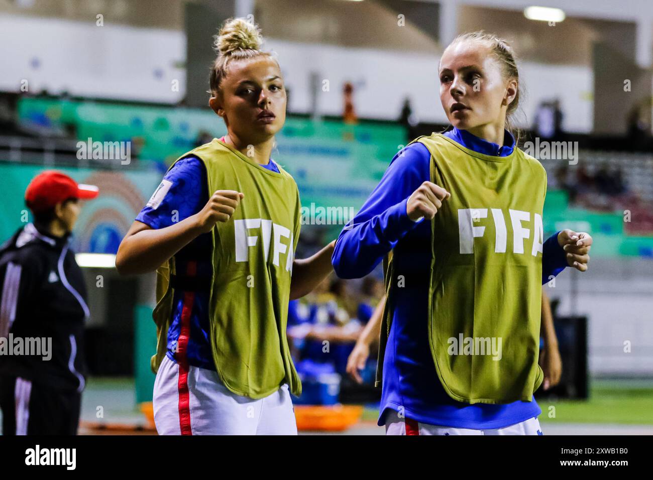 Oceane Hurtre e Lou Bogaert di Francia durante la partita di Coppa del mondo femminile FIFA U-20 Costa Rica Francia contro Repubblica di Corea il 17 agosto 2022. (Foto di Foto Stock