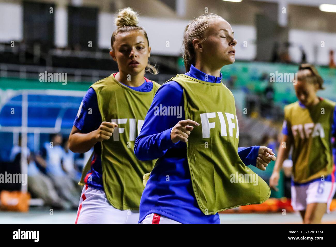 Oceane Hurtre e Lou Bogaert di Francia durante la partita di Coppa del mondo femminile FIFA U-20 Costa Rica Francia contro Repubblica di Corea il 17 agosto 2022. (Foto di Foto Stock