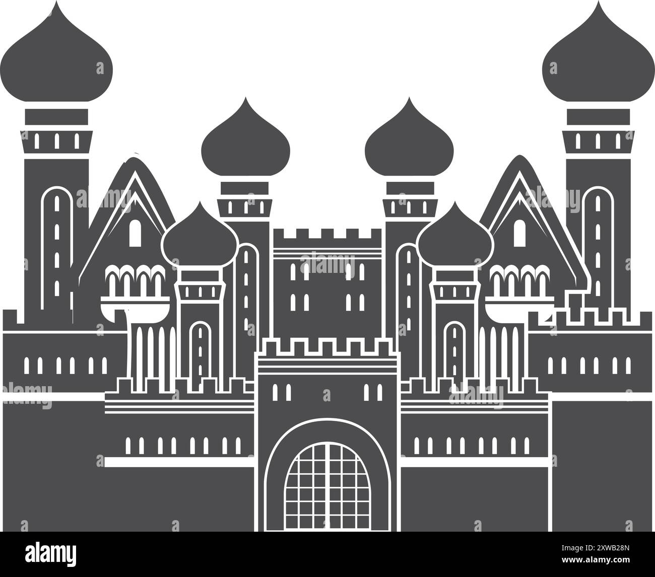 Antico profilo della città del Medio Oriente. Vecchio punto di riferimento Illustrazione Vettoriale